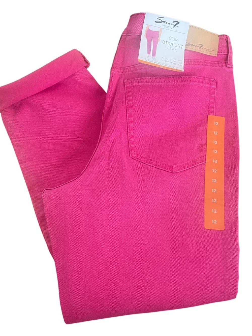 NWT- Seven7 Pink high-rise STRAIGHT Jeans - Picture 6 of 8